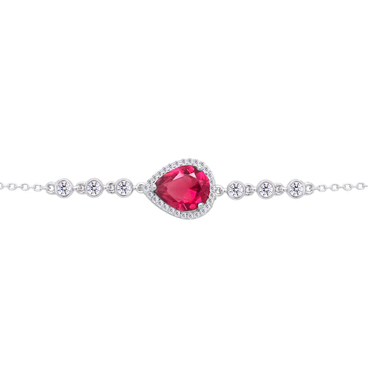 Asfour Crystal Tennis Bracelet With Turquoise Pear & Emerald Zircon In 925 Sterling Silver