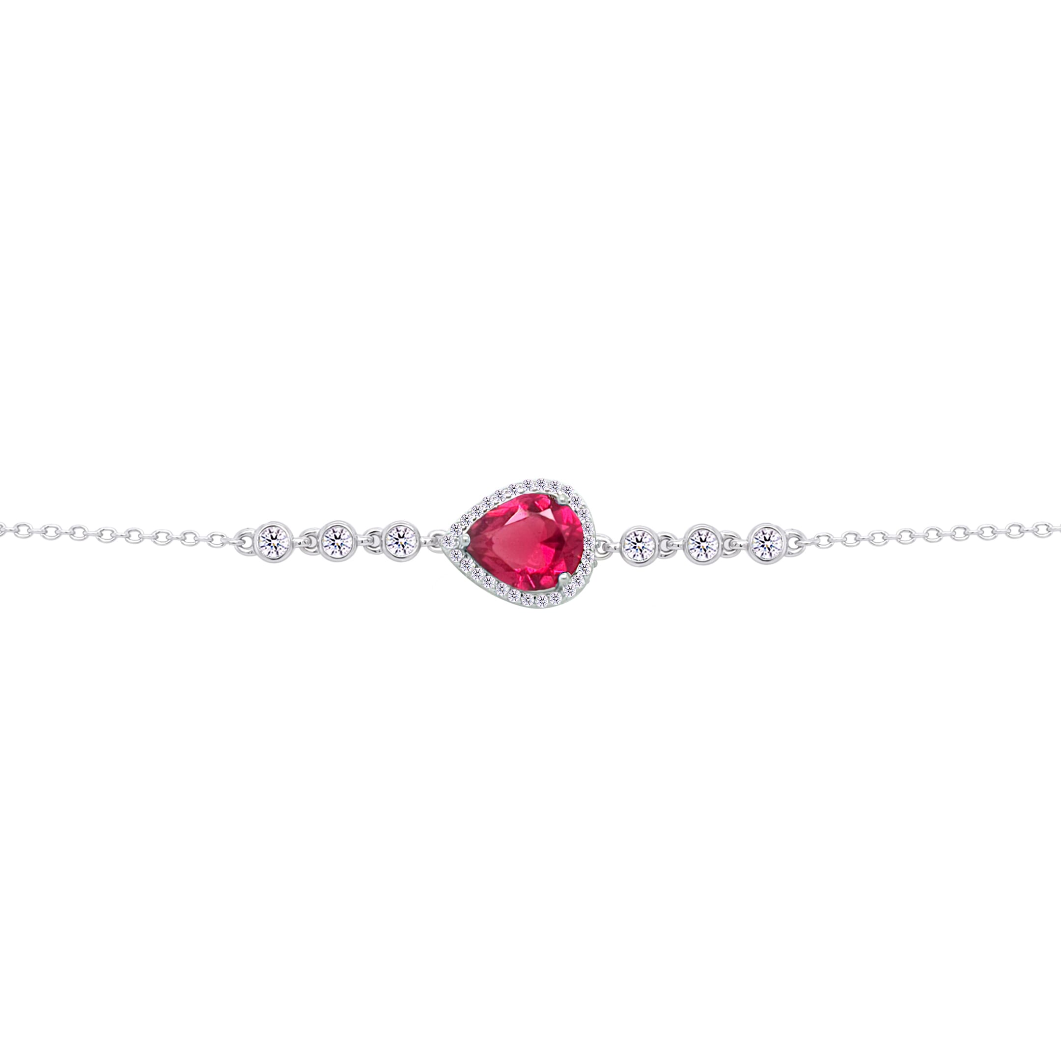 Asfour Crysta lChain Bracelet With Dark Rose Pear Design In 925 Sterling Silver-BD0202-O5