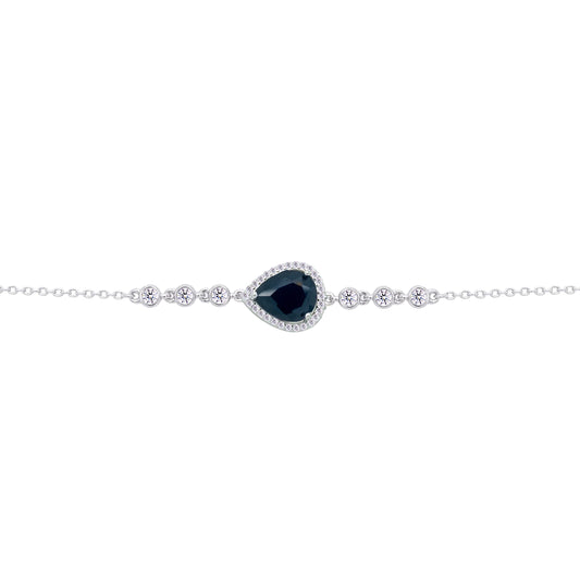 عصفور كريستال انسيال فضة عيار 925 بتصميم كمثري اسود مرصع بالزركون - BD0202-P