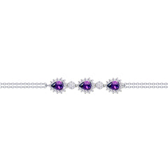 Asfour Crysta lChain Bracelet With Dark Tenzanite Pears Design In 925 Sterling Silver-BD0204-WN5