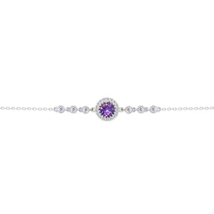 عصفور كريستال انسيال فضة عيار 925 بتصميم دائري لون تنزانيت غامق مرصع بالزركون - BD0207-N5