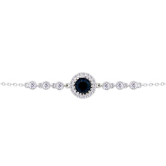 Asfour Crystal Tennis Bracelet With Turquoise Pear & Emerald Zircon In 925 Sterling Silver