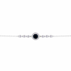 عصفور كريستال انسيال فضة عيار 925 بتصميم دائري اسود مرصع بالزركون - BD0207-P