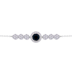 Asfour Crystal Tennis Bracelet With Turquoise Pear & Emerald Zircon In 925 Sterling Silver