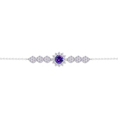 Asfour Crysta lChain Bracelet With Dark Tenzanite Flower Design In 925 Sterling Silver-BD0209-WN5