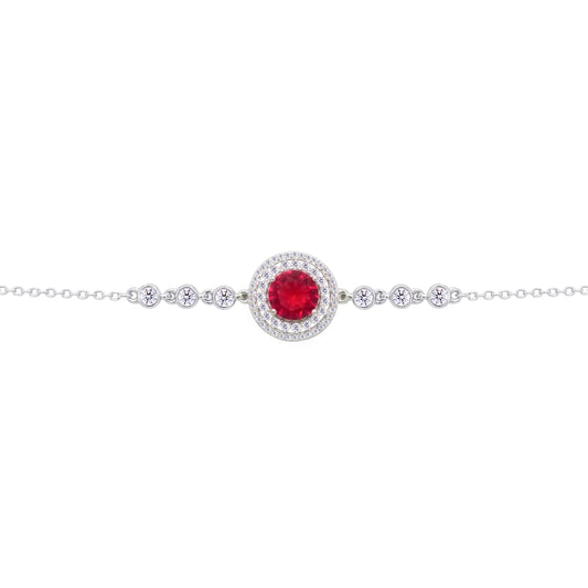 عصفور كريستال انسيال فضة عيار 925 بتصميم دائري زخرفي احمر مرصع بالزركون - BD0212-WR