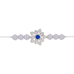 Asfour Crystal Tennis Bracelet With Turquoise Pear & Emerald Zircon In 925 Sterling Silver