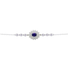 Asfour Creations chain Bracelet With Decorative Dark Tanzanite Oval Zircon In 925 Sterling Silver – BD0216-WN5