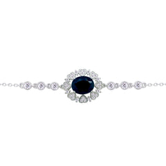 Asfour Crystal Tennis Bracelet With Turquoise Pear & Emerald Zircon In 925 Sterling Silver