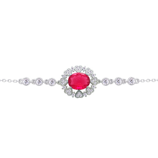 Asfour Crystal Tennis Bracelet With Turquoise Pear & Emerald Zircon In 925 Sterling Silver