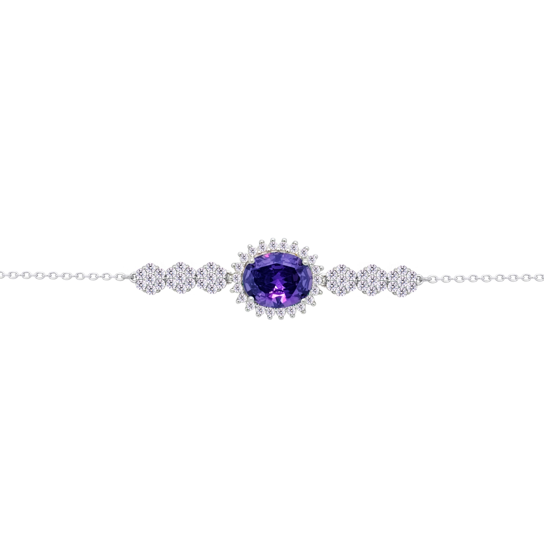 Asfour Crysta lChain Bracelet With Dark Tenzanite Oval Design In 925 Sterling Silver-BD0219-WN5