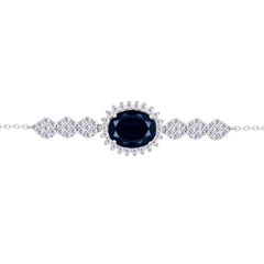 Asfour Crystal Tennis Bracelet With Turquoise Pear & Emerald Zircon In 925 Sterling Silver