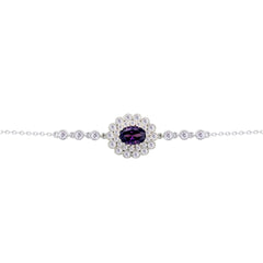 Asfour Creations chain Bracelet With Dark Tanzanite Oval Design In 925 Sterling Silver – BD0220-WN5