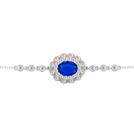 Asfour Crystal Tennis Bracelet With Turquoise Pear & Emerald Zircon In 925 Sterling Silver