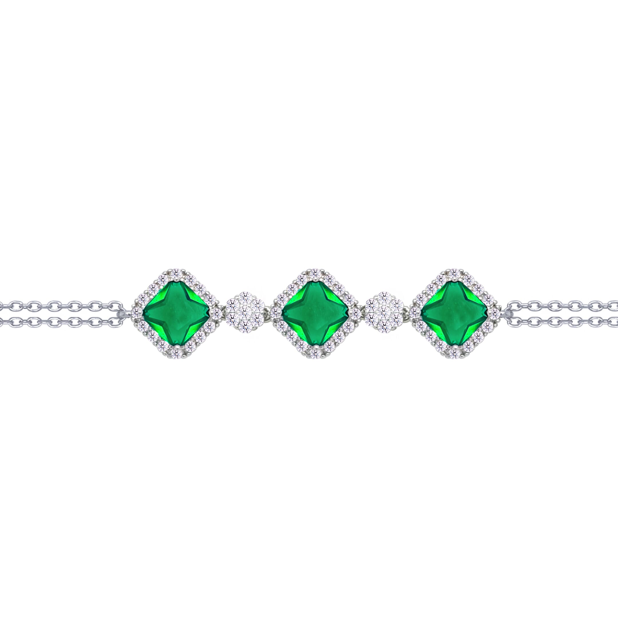 Asfour Crystal Tennis Bracelet With Turquoise Pear & Emerald Zircon In 925 Sterling Silver