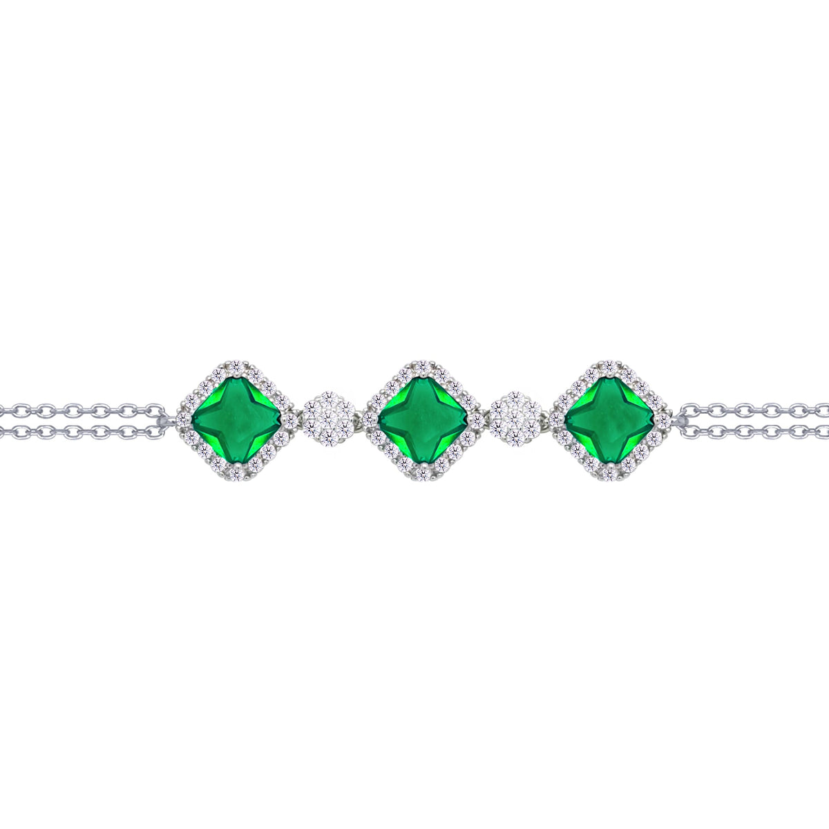 Asfour Crystal Tennis Bracelet With Turquoise Pear & Emerald Zircon In 925 Sterling Silver