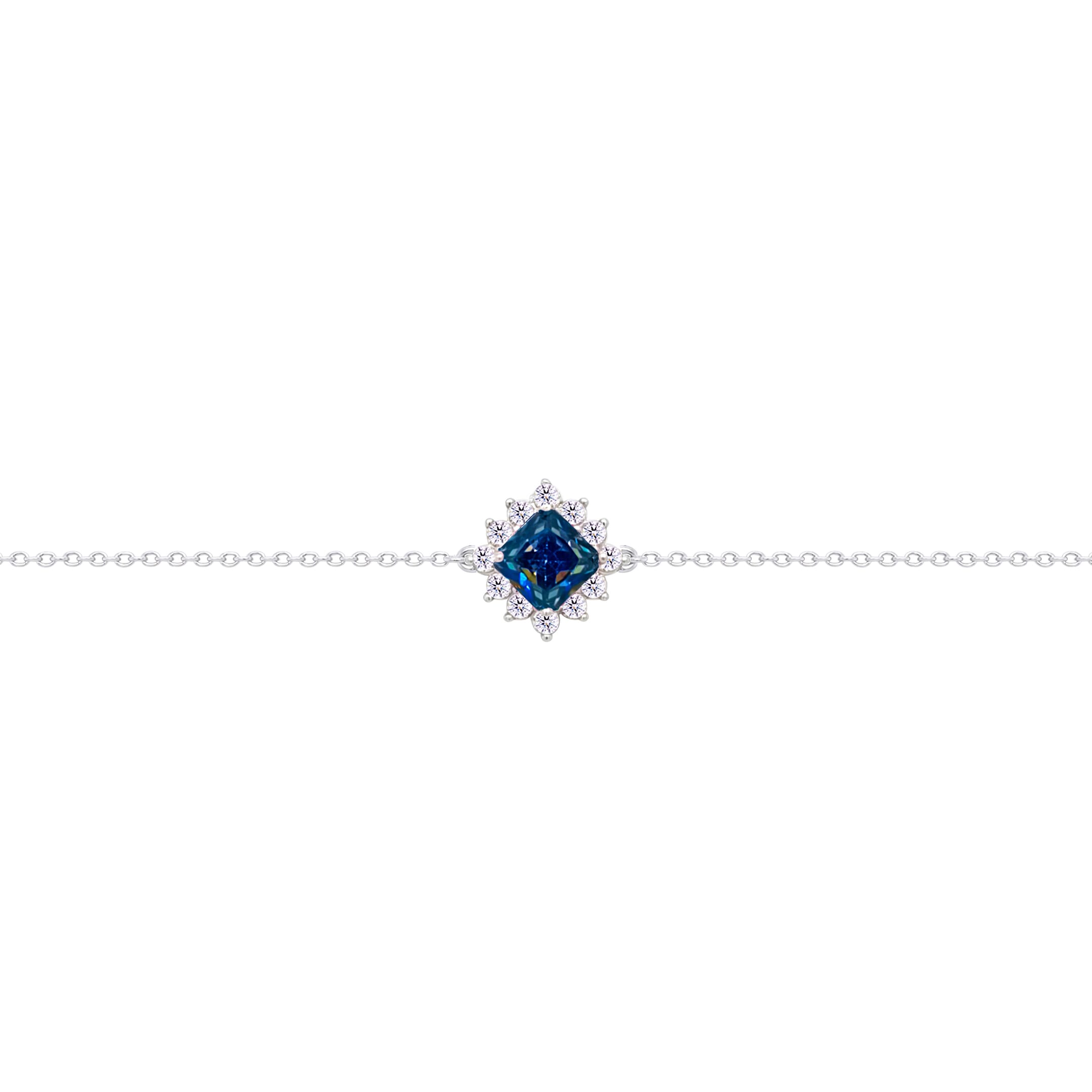 Asfour Crysta lChain Bracelet With Multi Color Rhombus Design In 925 Sterling Silver-BD0229-AP