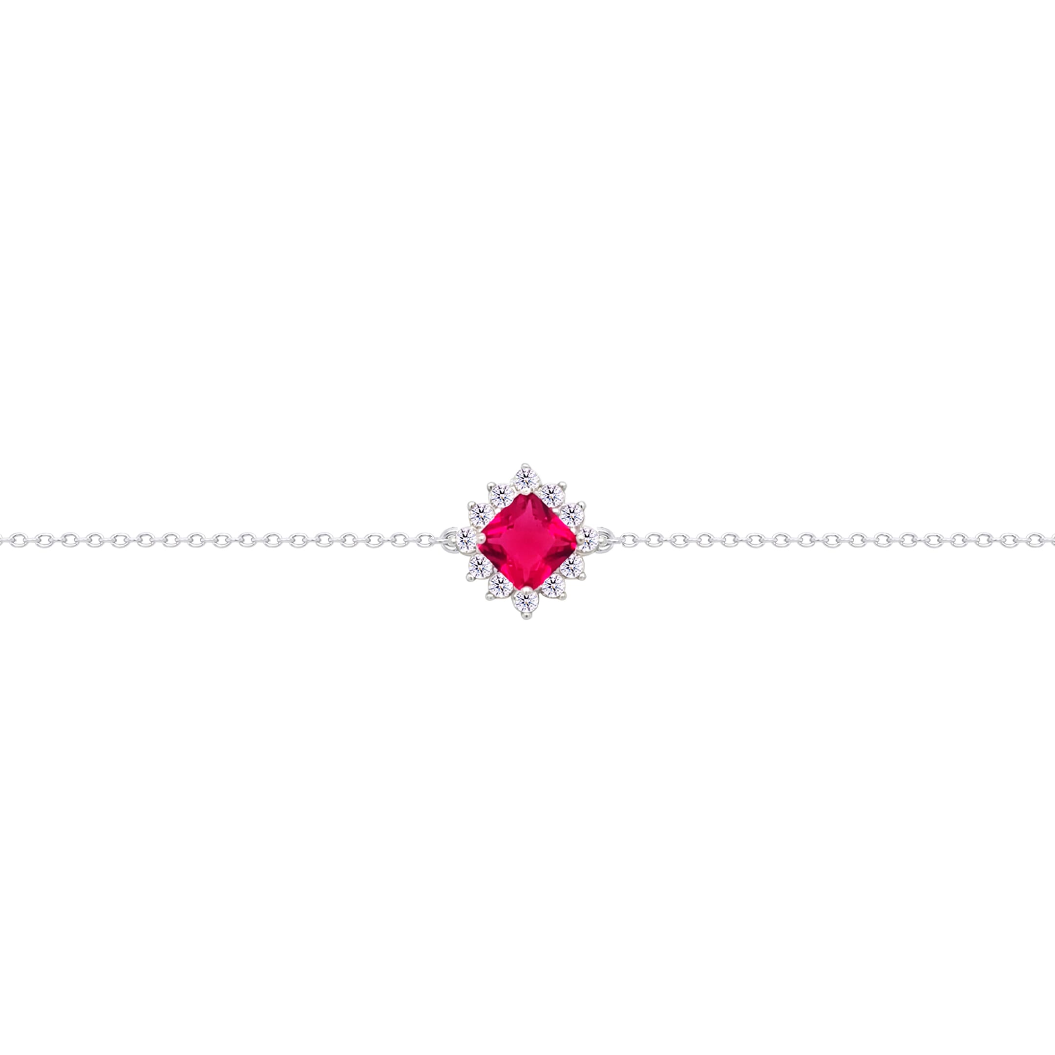 Asfour Crysta lChain Bracelet With Ruby Rhombus Design In 925 Sterling Silver-BD0229-R