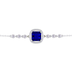 Asfour Crystal Tennis Bracelet With Turquoise Pear & Emerald Zircon In 925 Sterling Silver