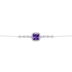 Asfour Crysta lChain Bracelet with Halo Dark Tenzanite Square Design In 925 Sterling Silver-BD0231-WN5