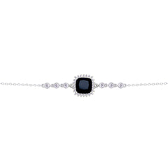 Asfour Crysta lChain Bracelet with Halo Black Square Design In 925 Sterling Silver-BD0231-WP