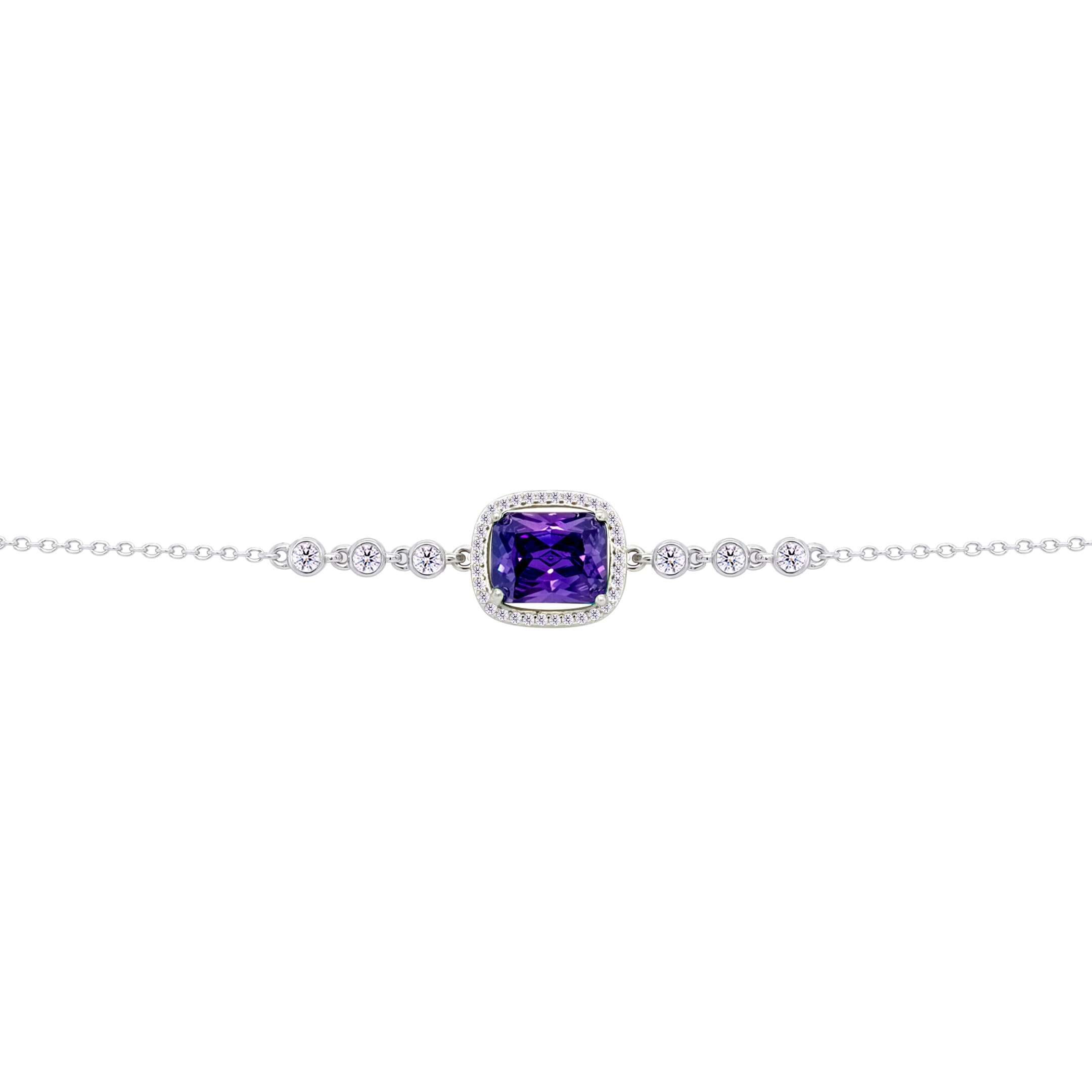 Asfour Crysta lChain Bracelet with Halo Dark Tenzanite Emerald Design In 925 Sterling Silver-BD0232-N5