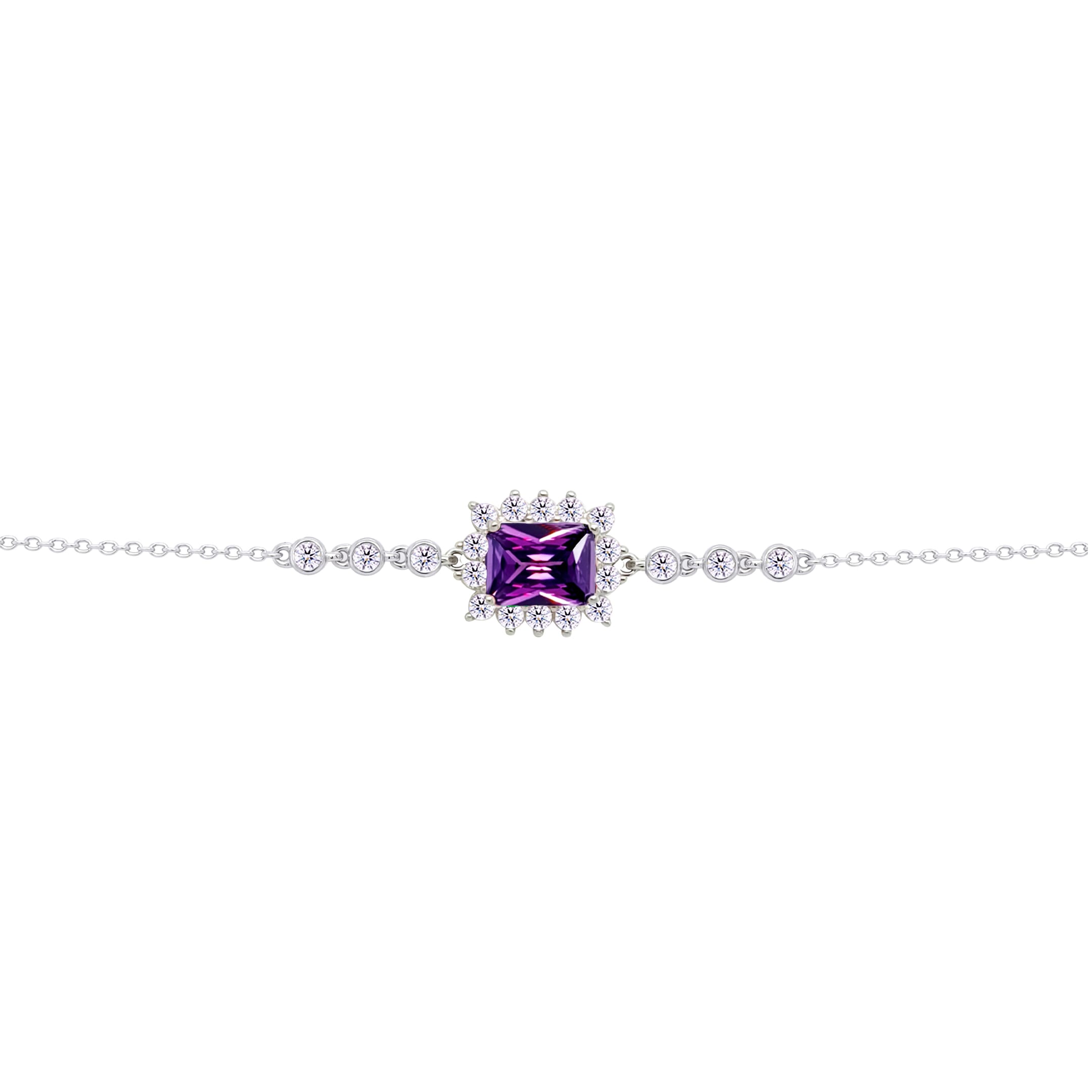 Asfour Crysta lChain Bracelet with Halo Dark Tenzanite Emerald Design In 925 Sterling Silver-BD0233-N5