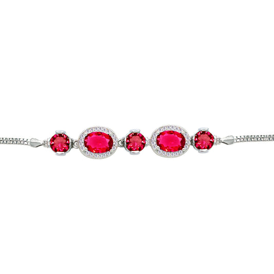 Asfour Crystal Tennis Bracelet With Turquoise Pear & Emerald Zircon In 925 Sterling Silver