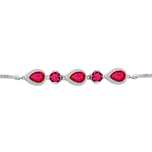 Asfour Crystal Tennis Bracelet With Turquoise Pear & Emerald Zircon In 925 Sterling Silver