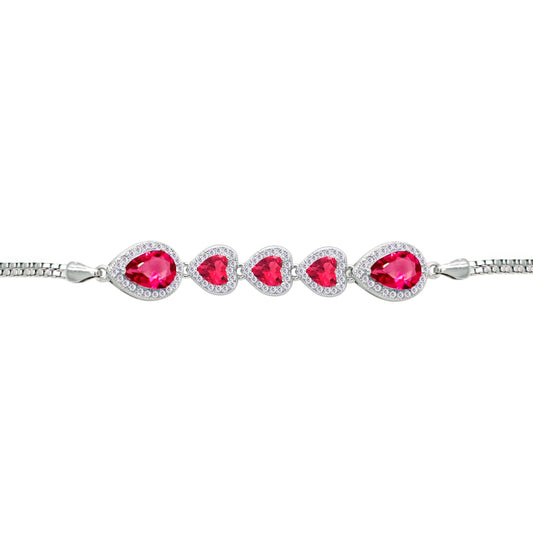 Asfour Crystal Tennis Bracelet With Turquoise Pear & Emerald Zircon In 925 Sterling Silver