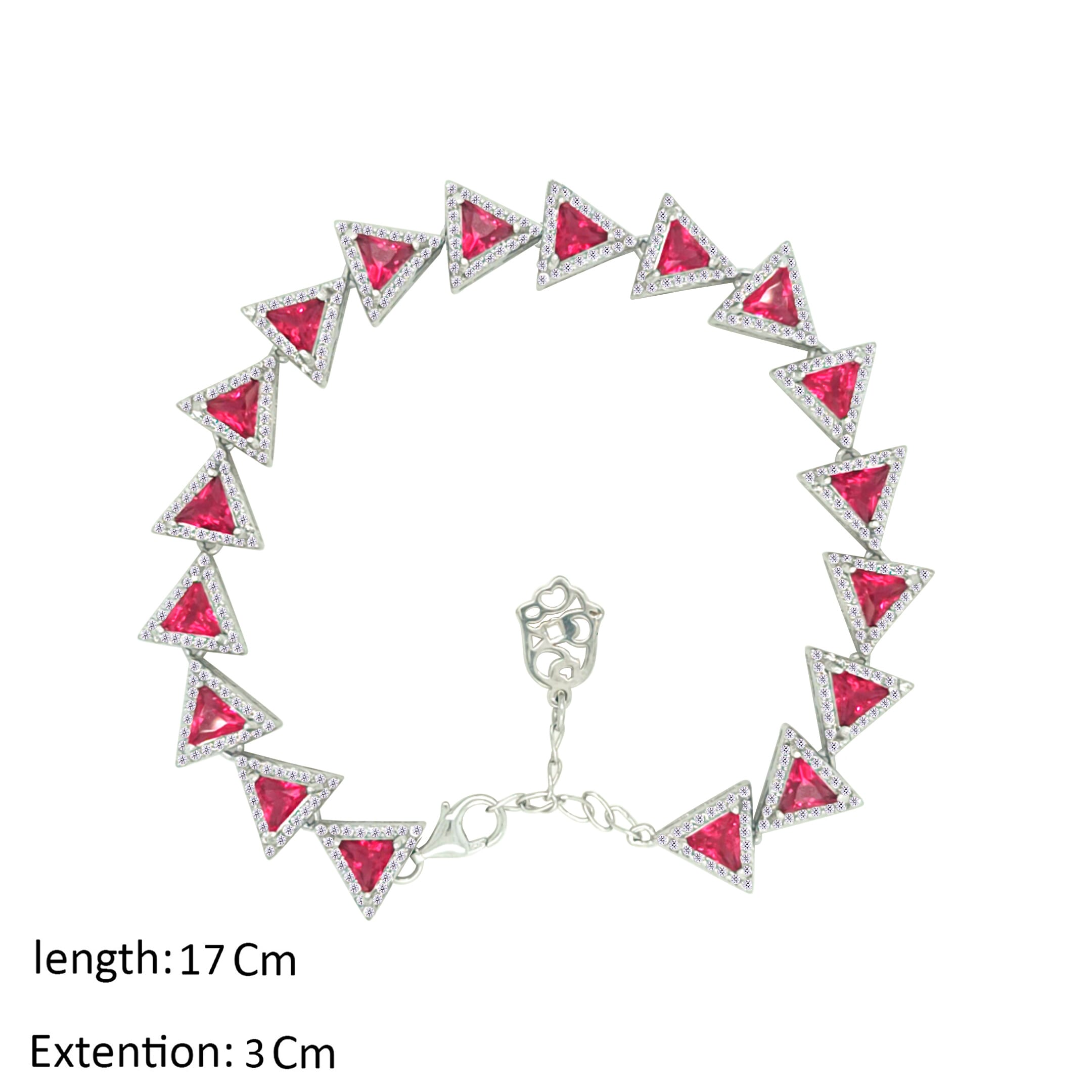 Asfour Crysta lTennis Bracelet With Ruby Triangles Design In 925 Sterling Silver-BD0251-R