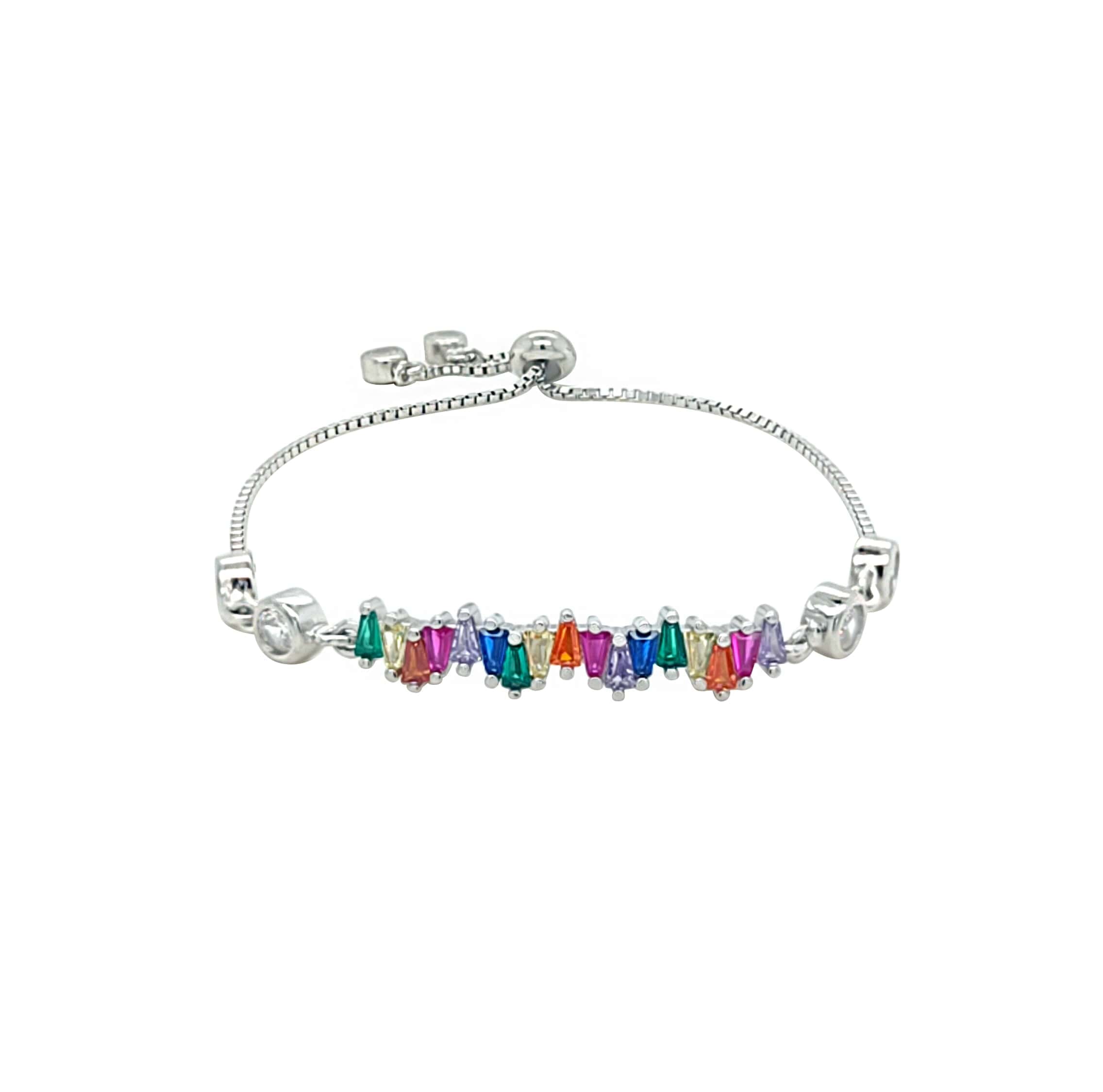 Asfour Crystal Tennis Bracelet With Turquoise Pear & Emerald Zircon In 925 Sterling Silver