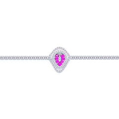 Asfour Crystal Tennis Bracelet With Turquoise Pear & Emerald Zircon In 925 Sterling Silver