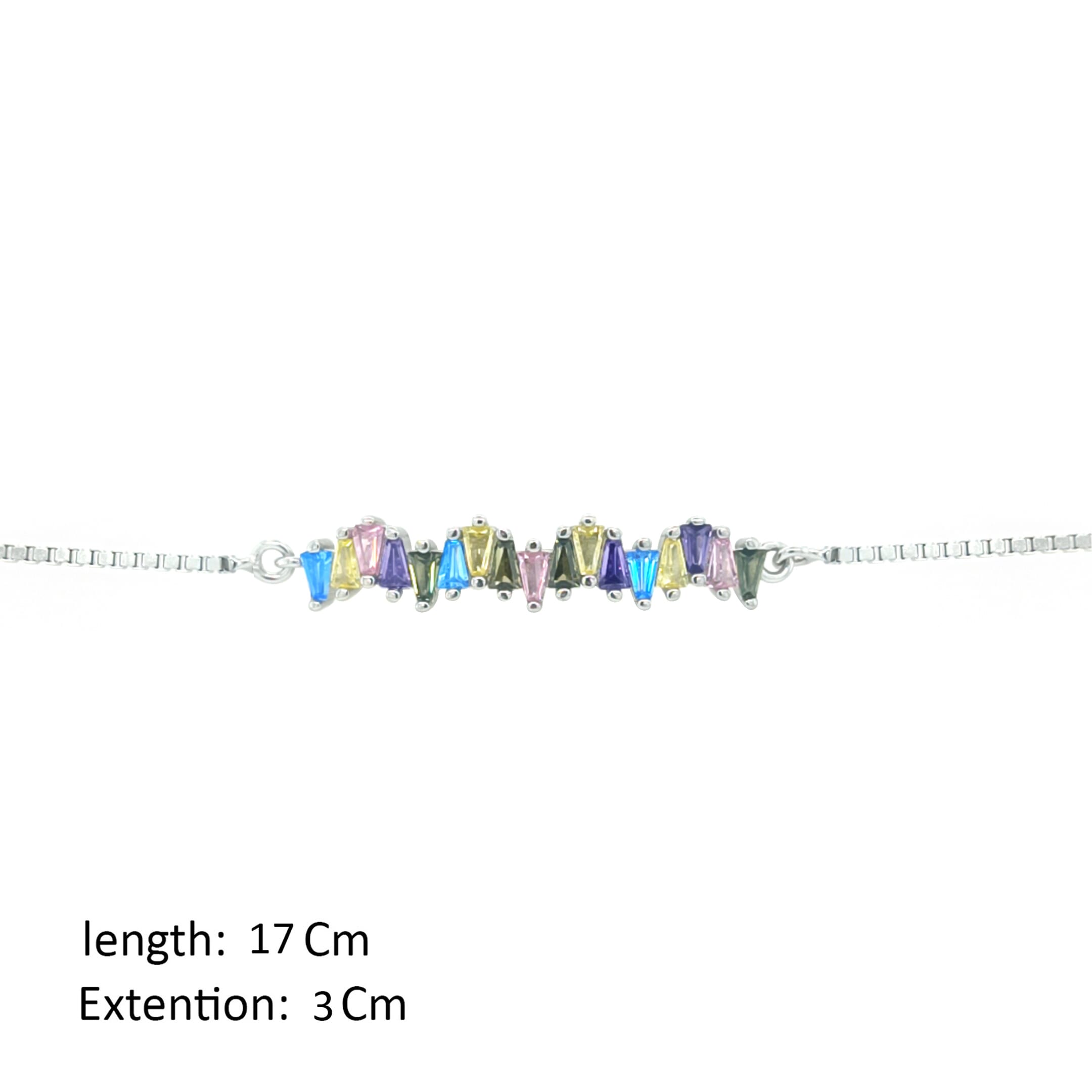 Asfour Crystal  Fashion Bracelet With Multi Color Zircon Stones In 925 Sterling Silver-BD0278-K