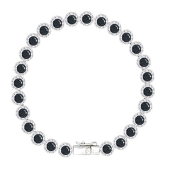 Asfour Crystal Tennis Bracelet With Turquoise Pear & Emerald Zircon In 925 Sterling Silver
