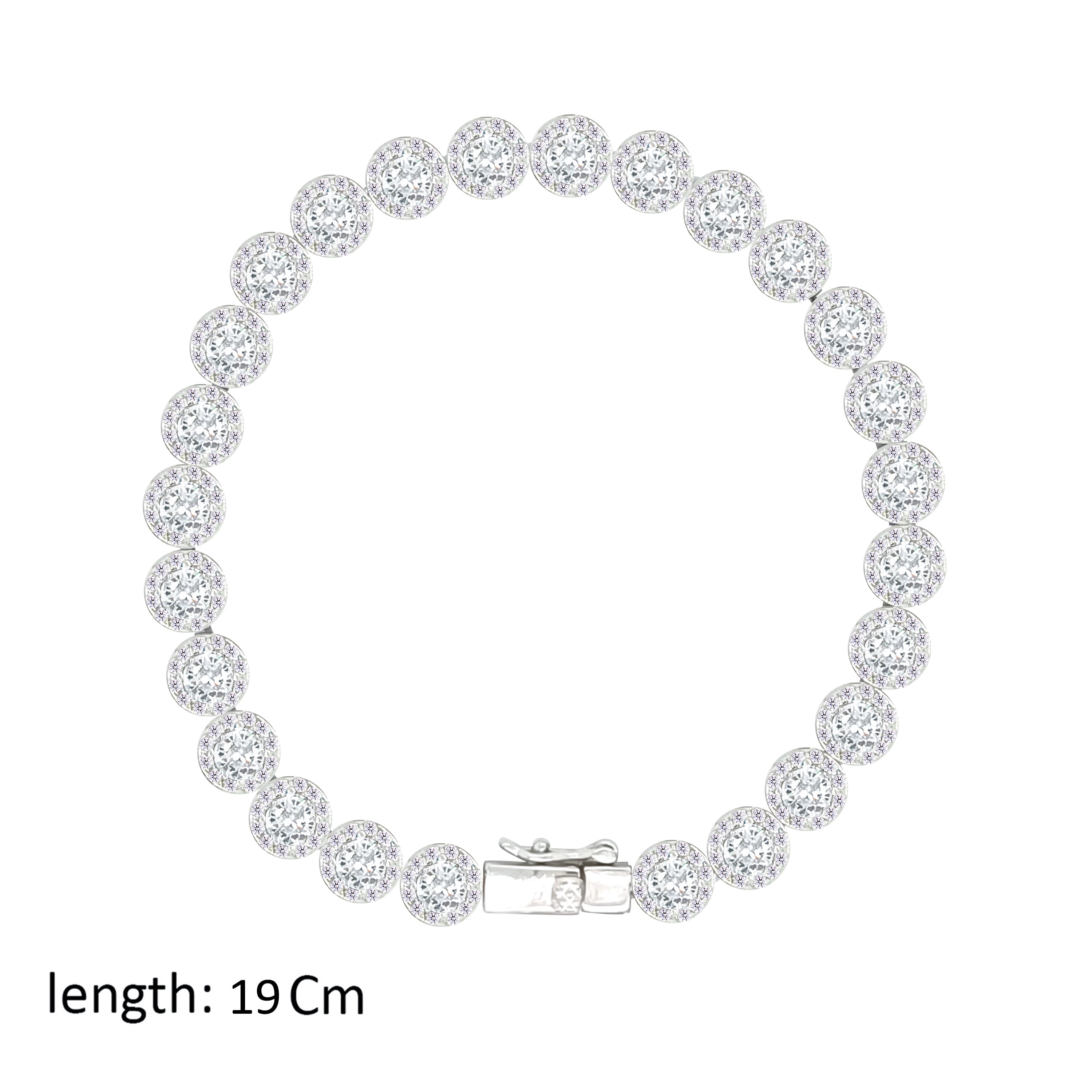 Asfour Crystal Tennis Bracelet With Round Stones In 925 Sterling Silver-BD0282
