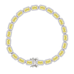 Asfour Crystal Tennis Bracelet With Turquoise Pear & Emerald Zircon In 925 Sterling Silver