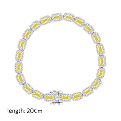 Asfour Crystal Tennis Bracelet With Yellow Emerald Design In 925 Sterling Silver-BD0283-Y
