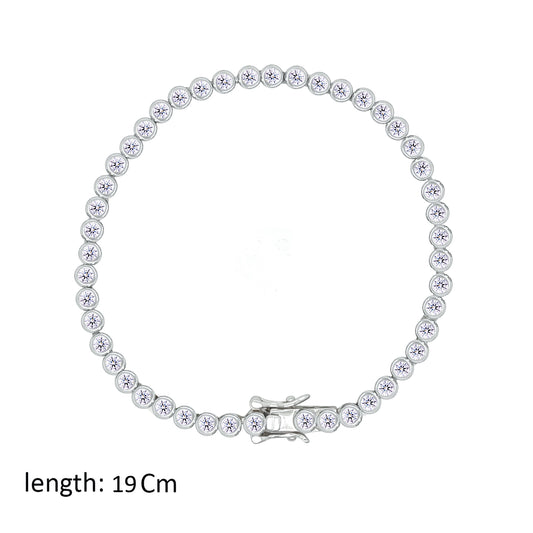 Asfour Crystal Tennis Bracelet With Round Stones In 925 Sterling Silver-BD0284