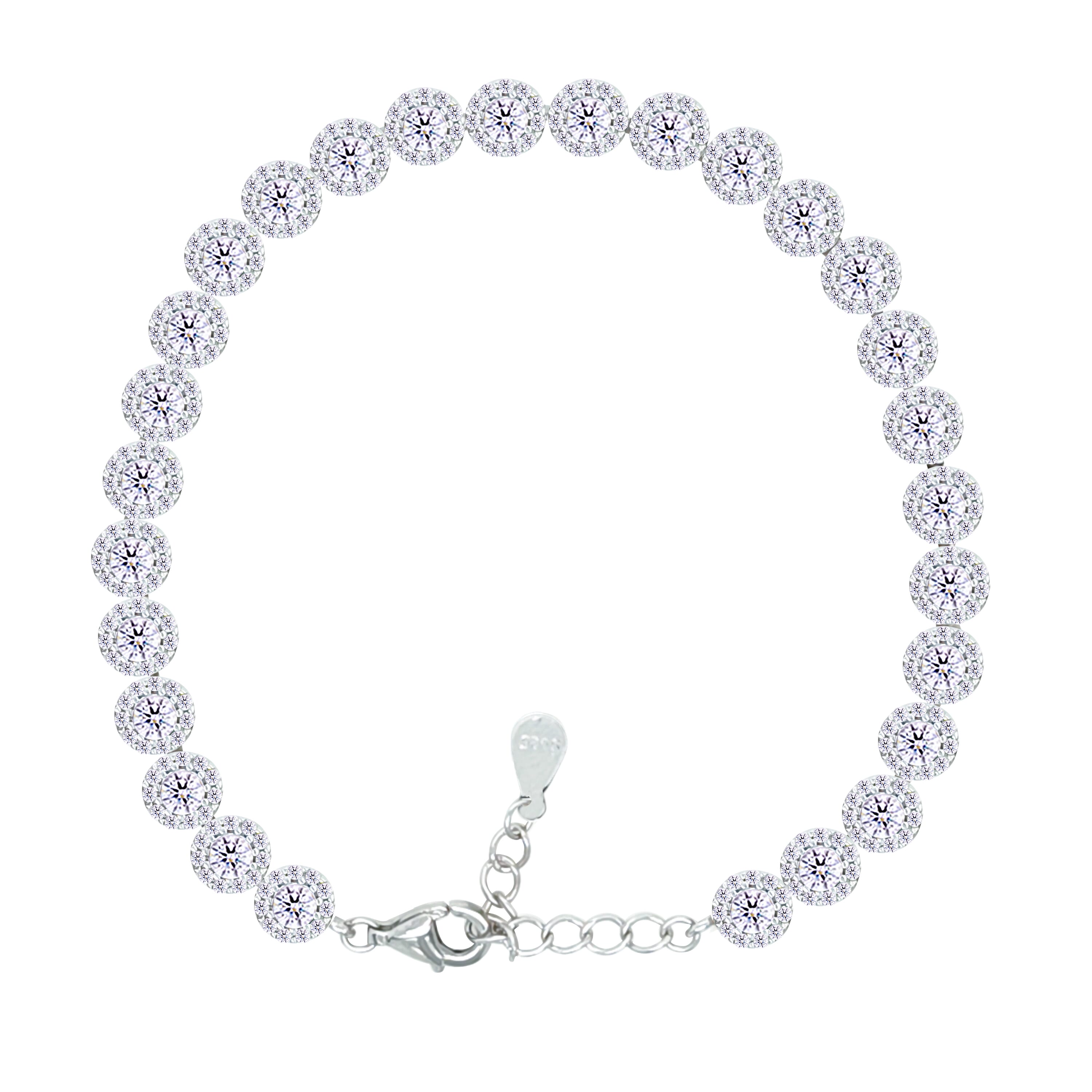 Asfour Crystal Tennis Bracelet With Turquoise Pear & Emerald Zircon In 925 Sterling Silver