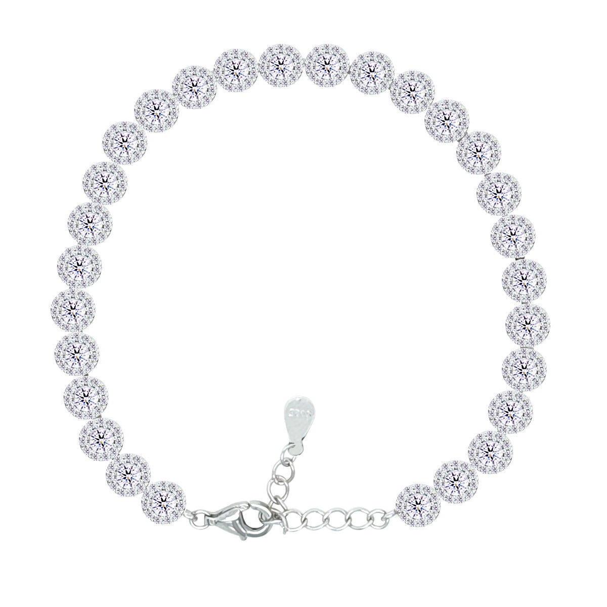 Asfour Crystal Tennis Bracelet With Turquoise Pear & Emerald Zircon In 925 Sterling Silver