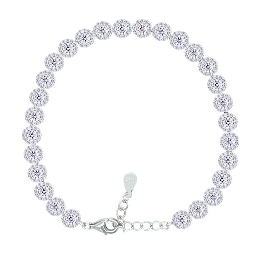 Asfour Crystal Tennis Bracelet With Turquoise Pear & Emerald Zircon In 925 Sterling Silver