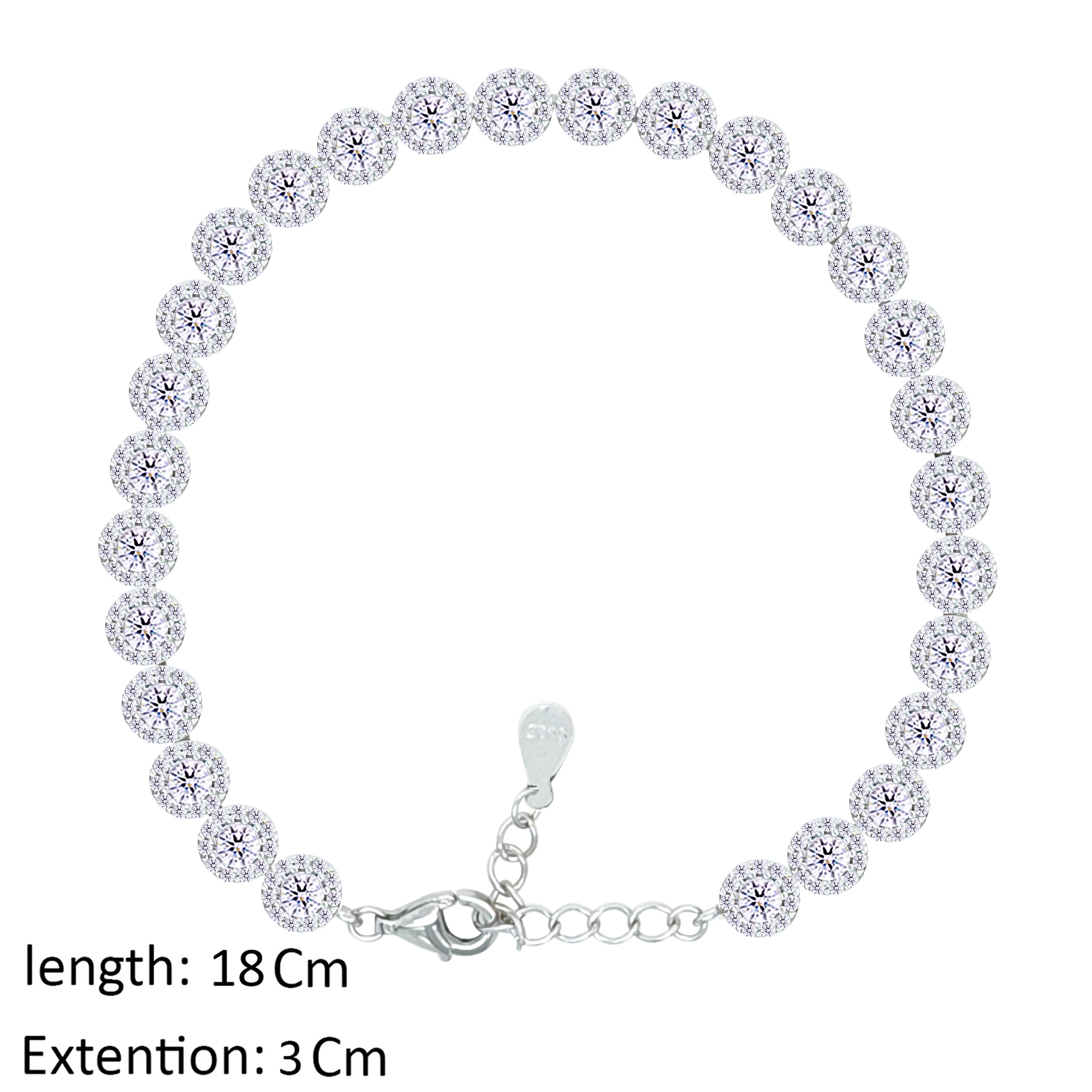 Asfour Crystal Tennis Bracelet With Round Stones In 925 Sterling Silver-BD0285