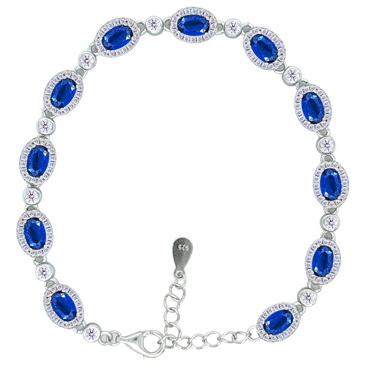 Asfour Crystal Tennis Bracelet With Turquoise Pear & Emerald Zircon In 925 Sterling Silver