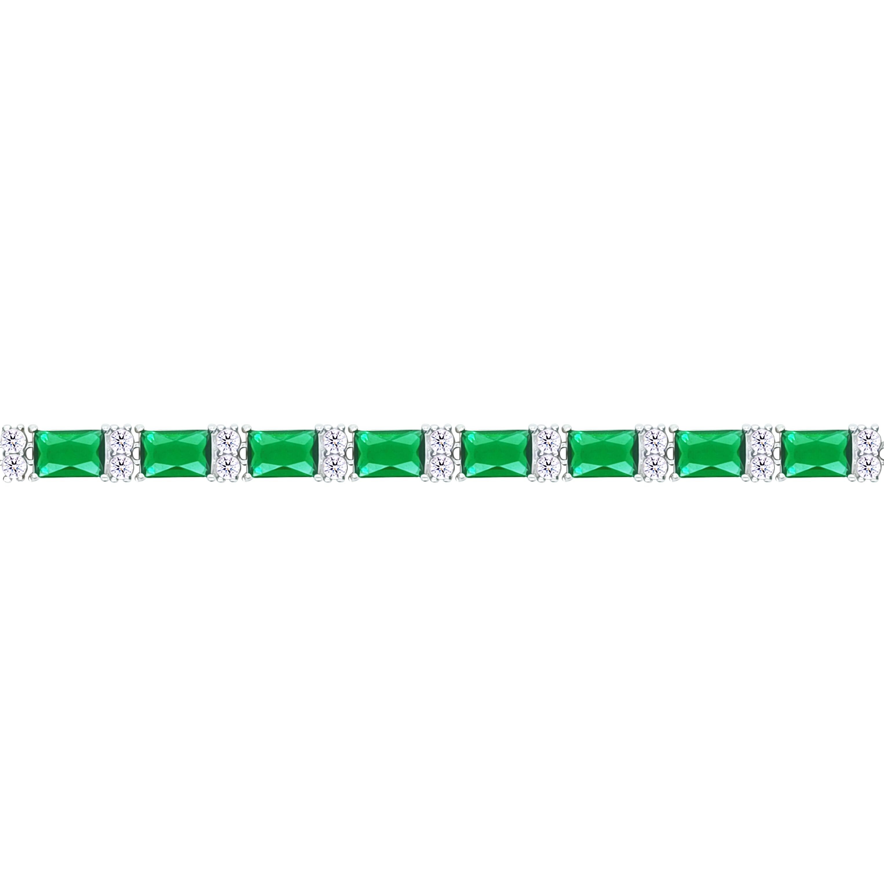 Asfour Crystal Tennis Bracelet With Turquoise Pear & Emerald Zircon In 925 Sterling Silver