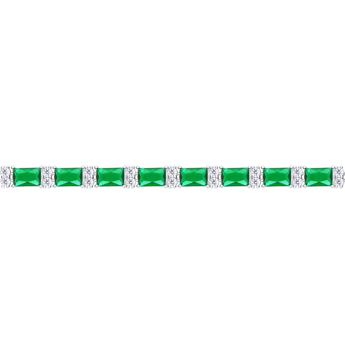 Asfour Crystal Tennis Bracelet With Turquoise Pear & Emerald Zircon In 925 Sterling Silver