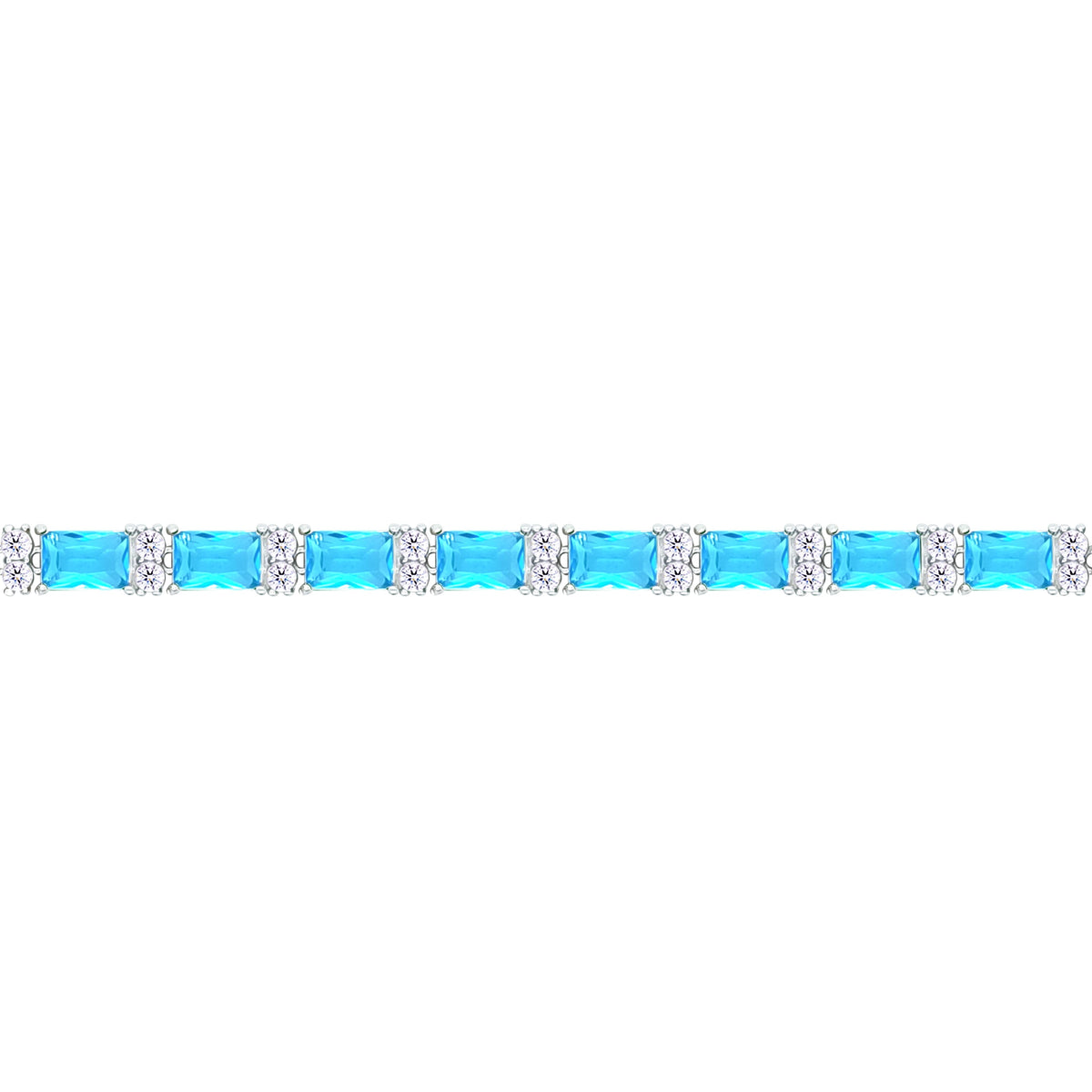 Asfour Crystal Tennis Bracelet With Turquoise Pear & Emerald Zircon In 925 Sterling Silver