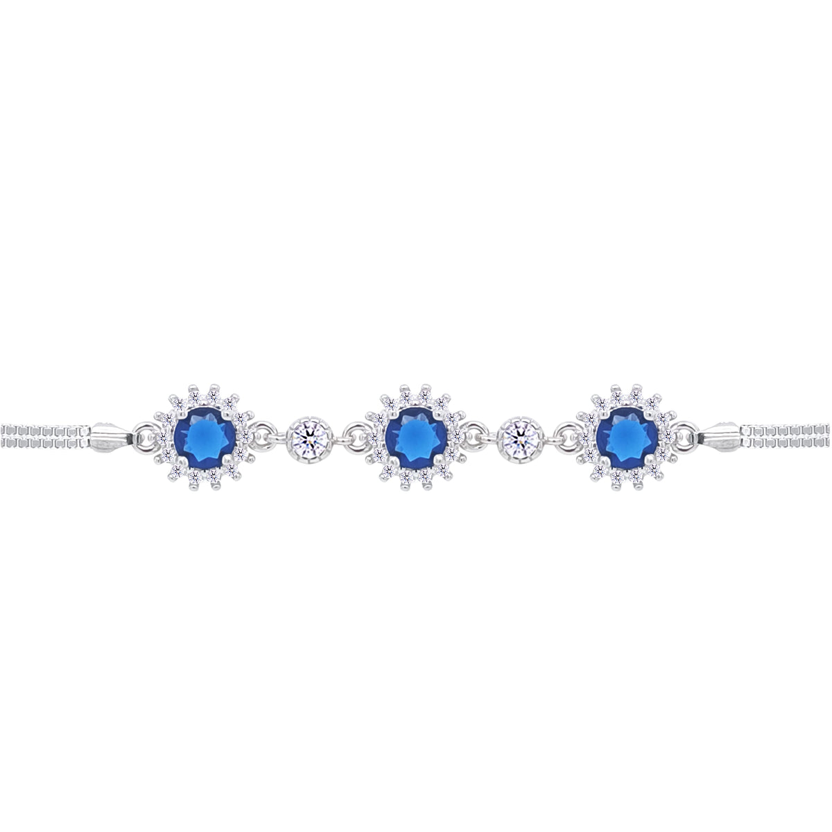 Asfour Crystal Tennis Bracelet With Turquoise Pear & Emerald Zircon In 925 Sterling Silver