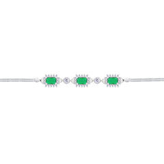Asfour Crystal Box Chain Bracelet With Emerald Zircon In 925 Sterling Silver-BD0291-G