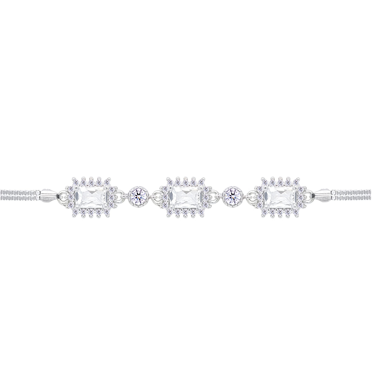 Asfour Crystal Tennis Bracelet With Turquoise Pear & Emerald Zircon In 925 Sterling Silver